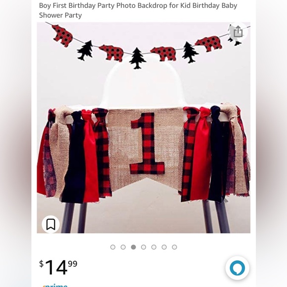 First Birthday Buffalo Plaid Decorations - Picture 1 of 7